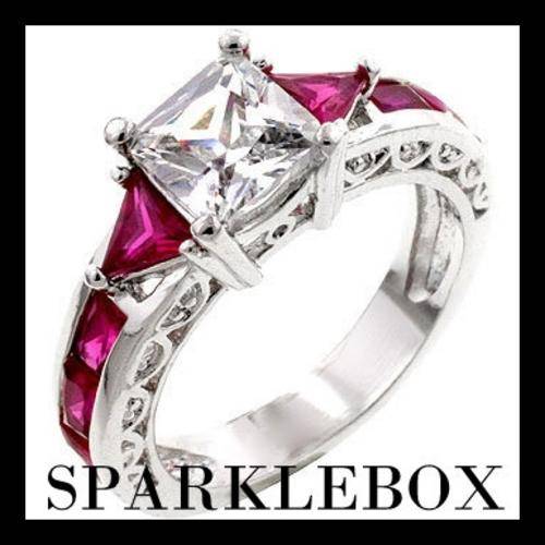 FREE SAPO POSTAGE***R99 STARTING PRICE***3.5CT RUBY Regal Trillion Cut CZ Ring***SIZE 8