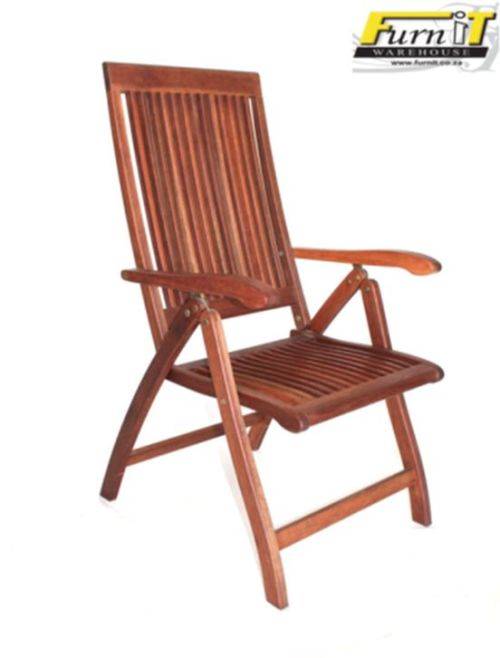 CHAIR: 5 Position Adjustable folding - Hardwood - Outdoor