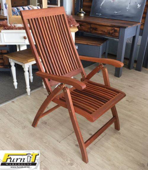 CHAIR: 5 Position Adjustable folding - Hardwood - Outdoor