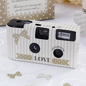 Chic Boutique Ivory/gold disposable wedding cameras