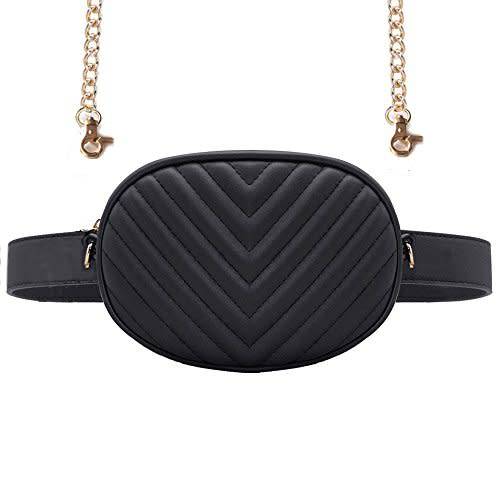 Stylish Money Black Women Waist Packs Travel Elegant Leather Waist Phone Pouch all Belts Bag