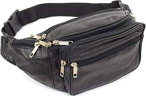 (FREE SHIPPING)  Waist Packs Bags Genuine Leather Casual Belt ZipperPhone Money Pouch Leather(Black)