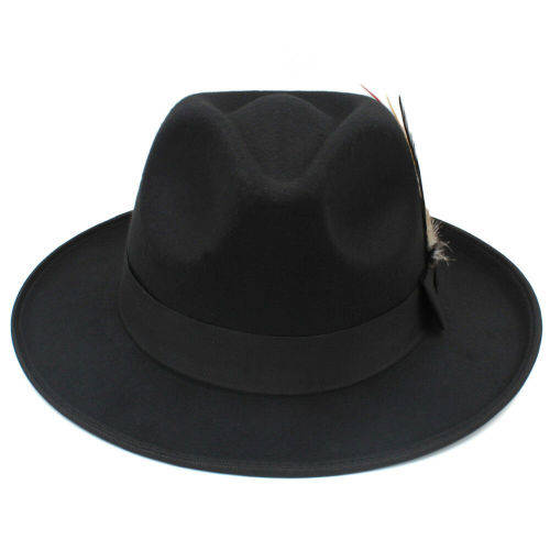 (FREE SHIPPING) Panama Fedora Cool formal Hardfelt summer spring sunhat(Black)