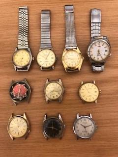 Ten watches for sale (winding). Very unusual lot. See pictures as part of the description
