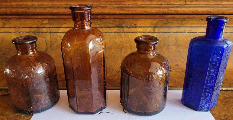 Antique collectable poison bottles