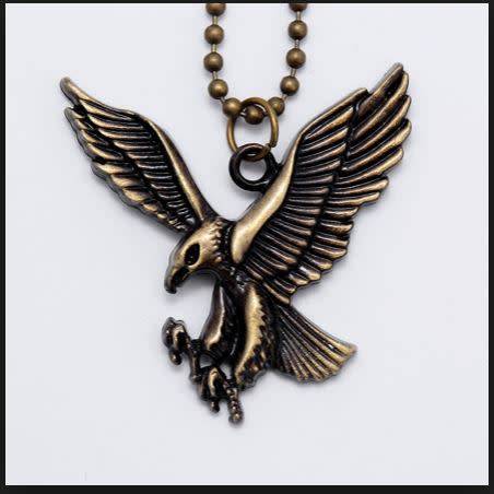 Men's Bronze Eagle with Black ball chain Necklace