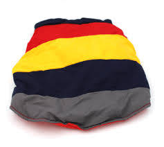 Doggy Jacket - Red, yellow grey stripes material