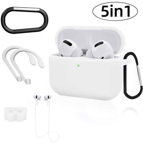 5 in 1 Silicone Protective Cover Accessories Kit for AirPods Pro - White
