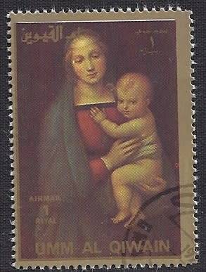 UAE Umm al-Qaiwain  used :1972 Airmail - Paintings, The Living Christ -1R