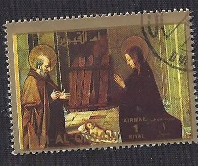 UAE Umm al-Qaiwain  used :1972 Airmail - Paintings, The Living Christ -1R