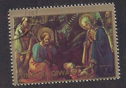 UAE Umm al-Qaiwain  used :1972 Airmail - Paintings, The Living Christ -1R