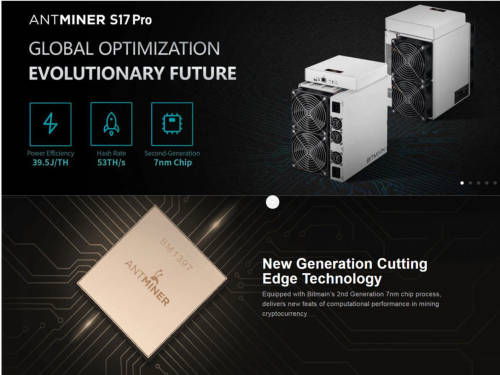 Bitmain Antminer S17 Pro 53TH 2100watts