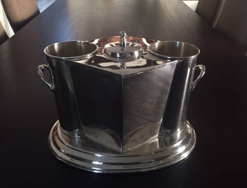Silver plated double bottle wine cooler