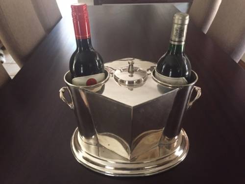 Silver plated double bottle wine cooler