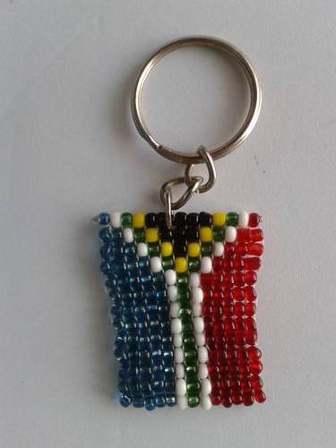 HAND CRAFTED Beaded South African Flag Keyring