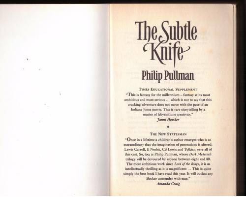 The Subtle Knife (Book 2 His Dark Materials trilogy) -- Philip Pullman