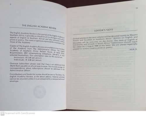 EAR3 : The English Academy Review Vol 3, 1985  -- Martin Orkin (Ed)