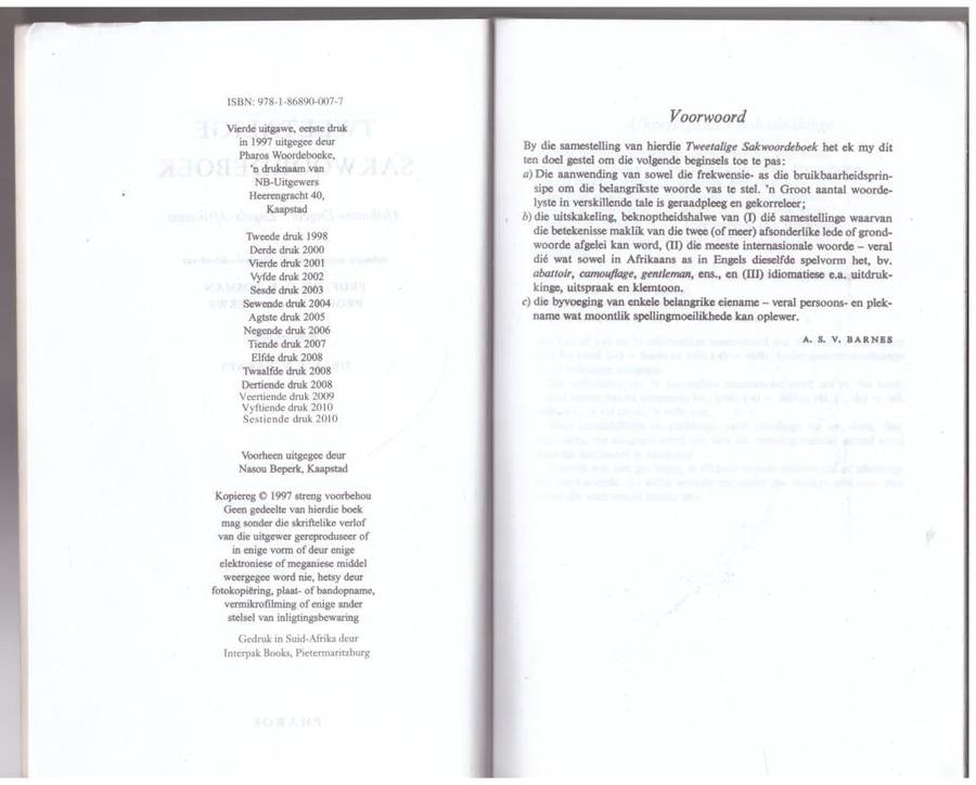 Tweetalige Sakwoordboek: Afrikaans - Engels, Engels - Afrikaans -  I.W. Van der Merwe, D.B Bosman