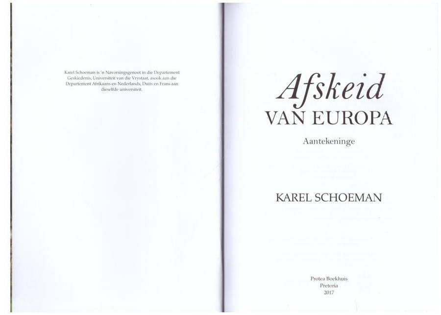 Afskeid van Europa  --  Karel Schoeman