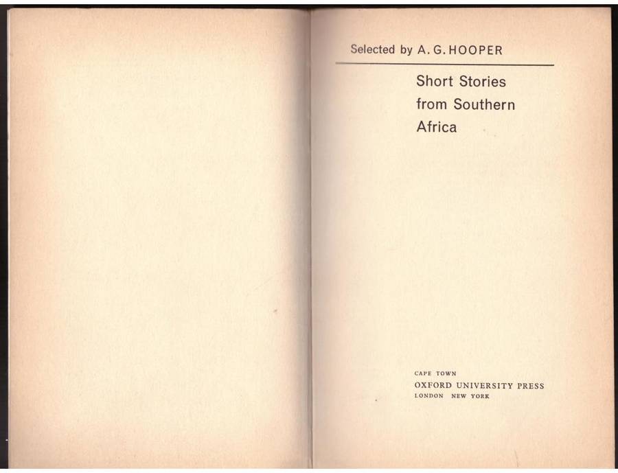 Short Stories from Southern Africa -- A. G. Hooper [Editor]