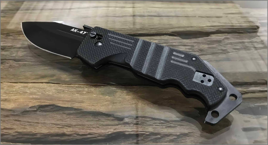 Cold Steel Tactical Black AK-47 Plain Edge CTS XHP Folding Pocket Knife