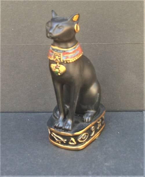 BAST - Black Ancient Egypt Egyptian Goddess Cat `Bastet` Stone-Resin Figurine Statue Miniature 10 cm