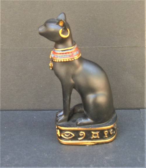 BAST - Black Ancient Egypt Egyptian Goddess Cat `Bastet` Stone-Resin Figurine Statue Miniature 10 cm