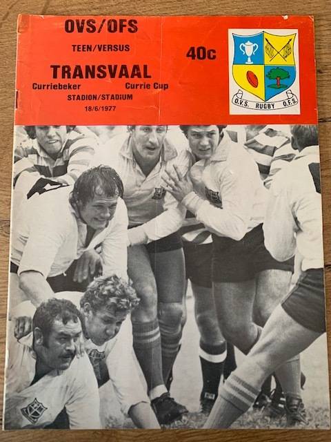 Rugby Programme - Free State vs Transvaal 18/06/1977