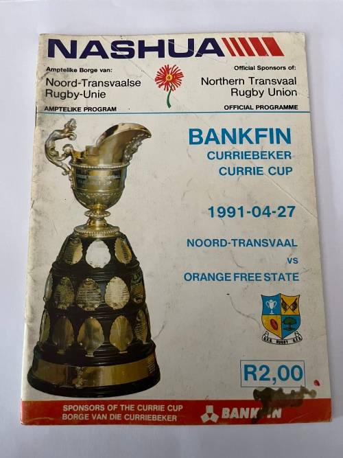 Rugby Programme - Northern-Transvaal vs Free State 27/04/1991