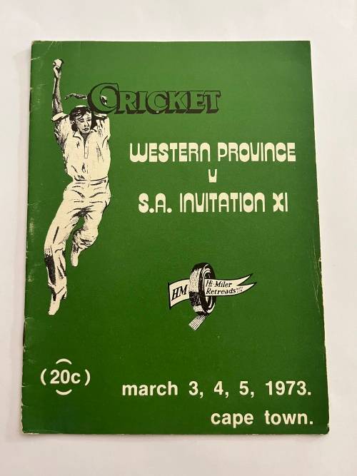 Cricket Programme - Western Province vs SA Invitation XV 3/4/5 March 1973