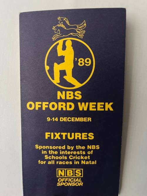 Cricket - NBS Offord Week Itinerary 14-19 Dec 1989