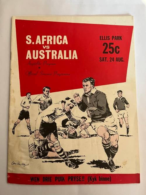 Rugby Programme - South-Africa vs Australia 24/08/1963