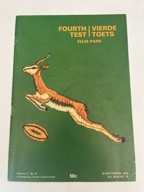 Rugby Programme - South-Africa vs All Blacks 18/09/1976