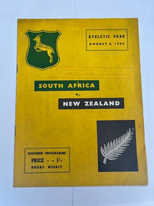 Rugby Programme - South-Africa vs All Blacks 04/08/1956
