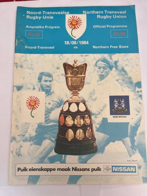 Rugby Programme - Northern-Transvaal vs Northern Free State 18/08/1984