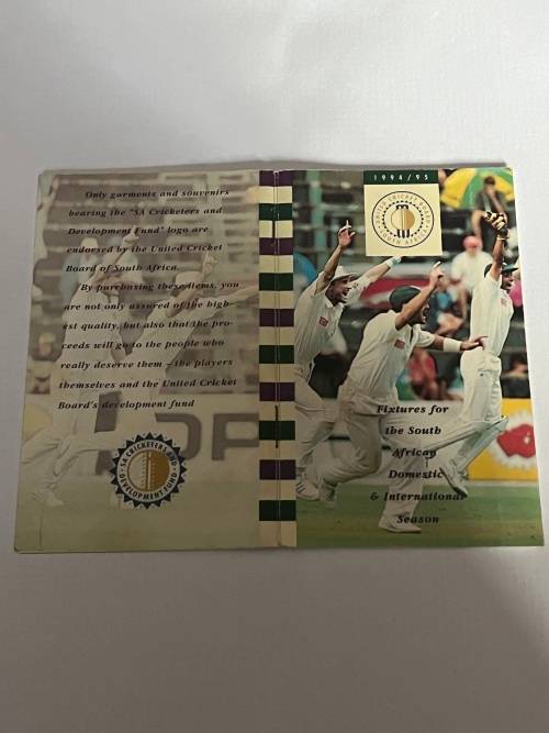 Cricket Itinerary/Fixtures - 1994/1995 South-Afrcan Domestic and International Season (Pocket size)
