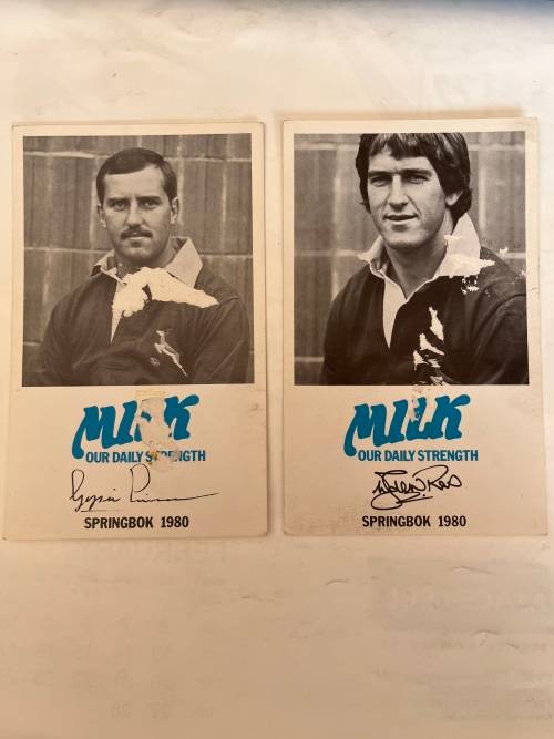 Rugby Cards - 1980 Milk/Melk Cards * 2 (De Wet Ras/Gysie Pienaar)