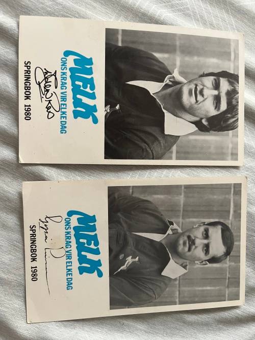 Rugby Cards - 1980 Milk/Melk Cards * 2 (De Wet Ras/Gysie Pienaar)