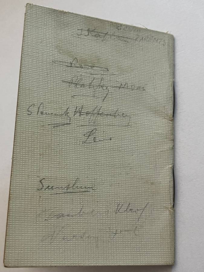 Cricket Itinerary/membership card - 1929/1930 Port-Elizabeth Cricket Club