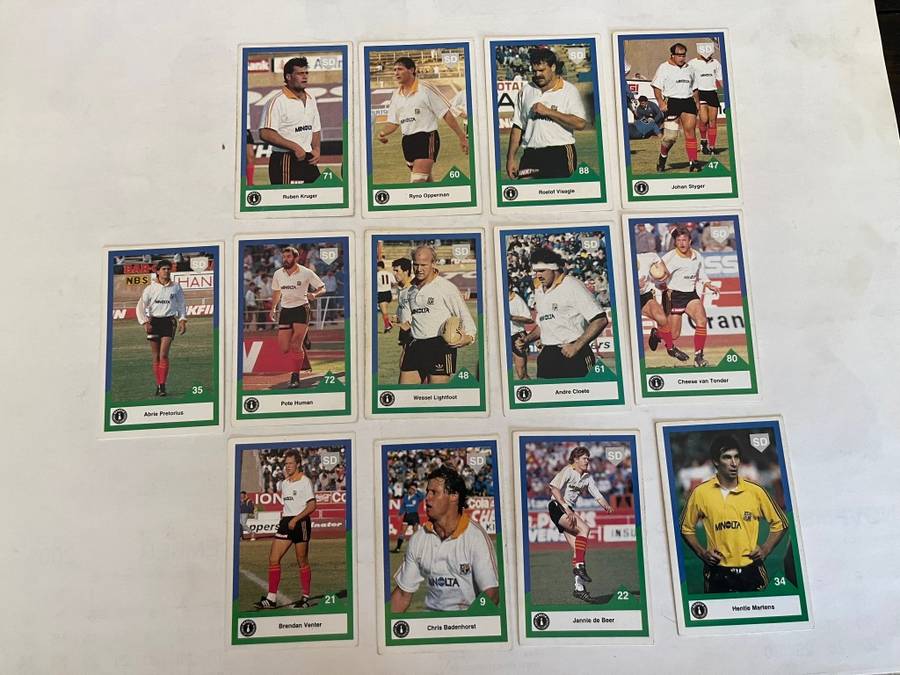 Rugby Cards - 13 * 1992 Free State Sports Deck Currie Cup Rugby Cards