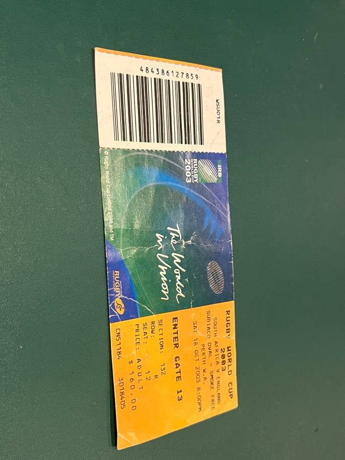 Rugby Ticket - South-Africa vs England Subiaco Oval RWC 2003 18/10/2003