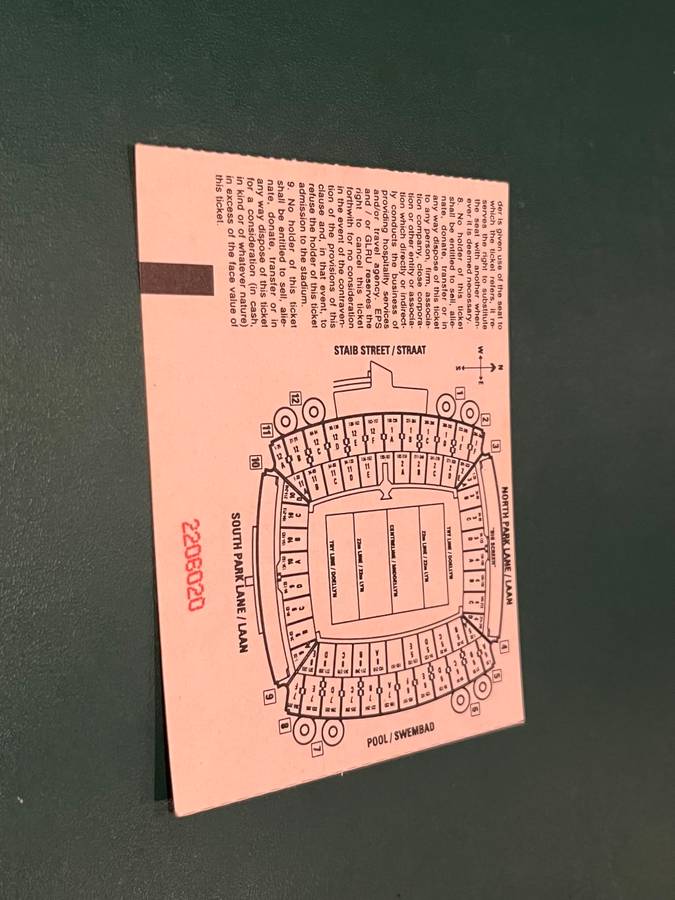 Rugby Ticket - South-Africa vs Scotland Ellis Park 14/06/2003
