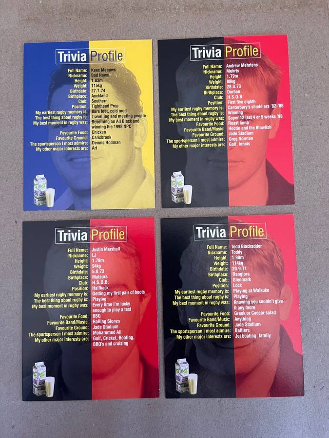 Rugby Cards - 1999 Stars of Rugby (Crusaders/Highlanders) * 4 Cards