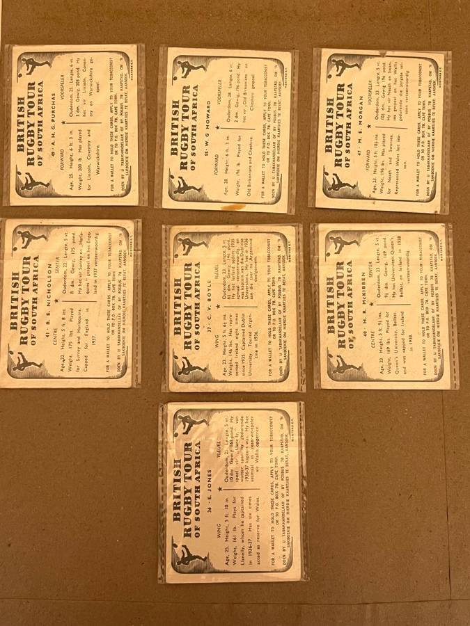 Rugby Cards - 1938 British Lions Tour to South-Africa Rugby Cards * 7