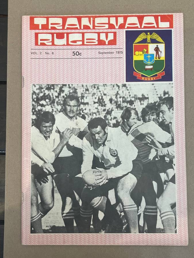 Rugby Programme - Transvaal vs Free State 13/09/1975