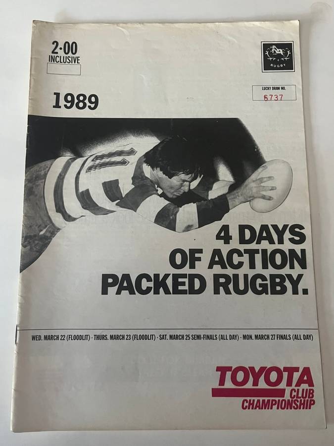 Rugby Programme - Toyota Club Championships 22-27 March 1989