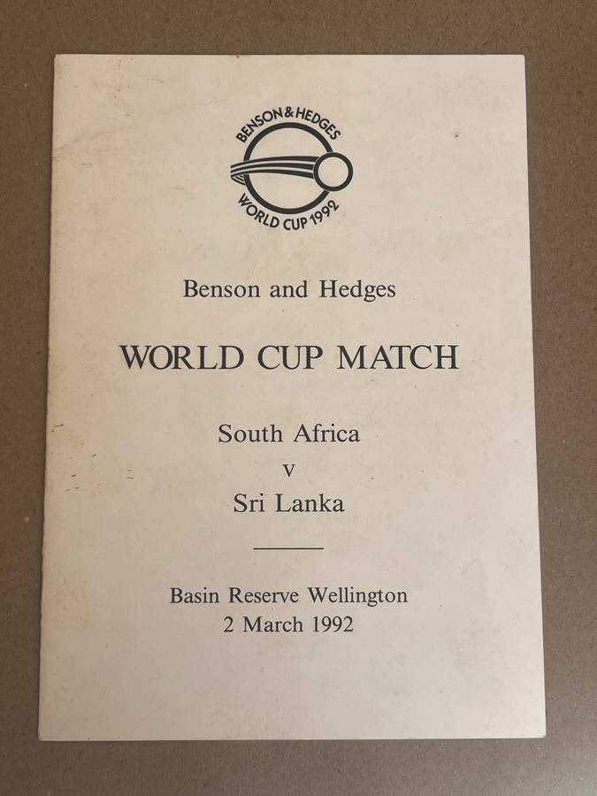 Cricket Menu - *SIGNED* South-Africa vs Sri Lanka Odi Cricket World Cup 02/03/1992