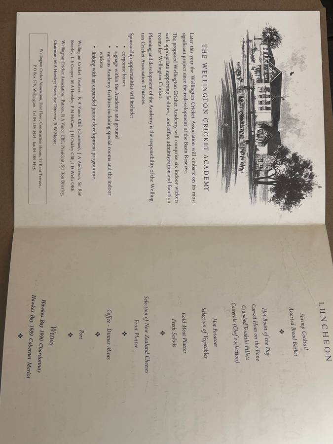 Cricket Menu - *SIGNED* South-Africa vs Sri Lanka Odi Cricket World Cup 02/03/1992