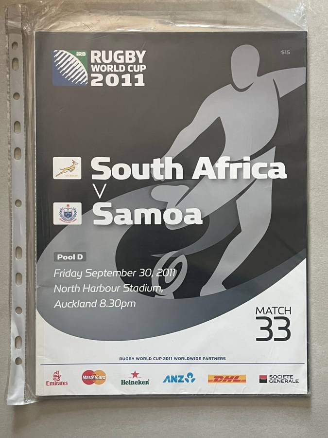 Rugby Programme - 4 * South-Africa 2011 Rugby World Cup Pool Game Programmes