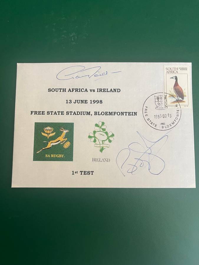 Rugby - *SIGNED* FDC/First day Cover South-Africa vs Ireland 13/06/1998